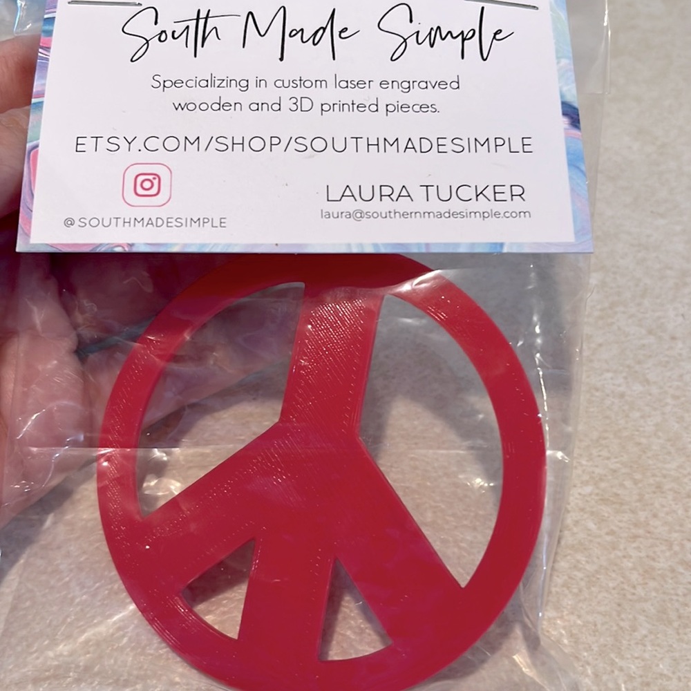 Bogg bag charm pink peace sign